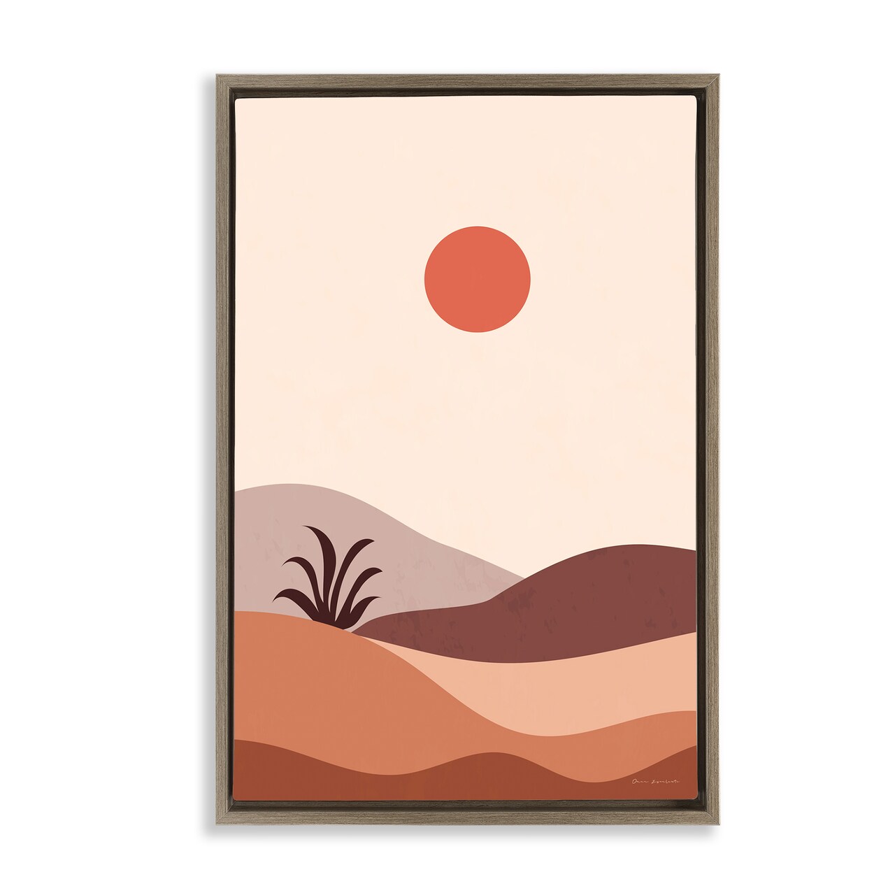 Stupell Industries Boho Desert with Plant Framed Floater Canvas Wall Art Design by Omar Escalante